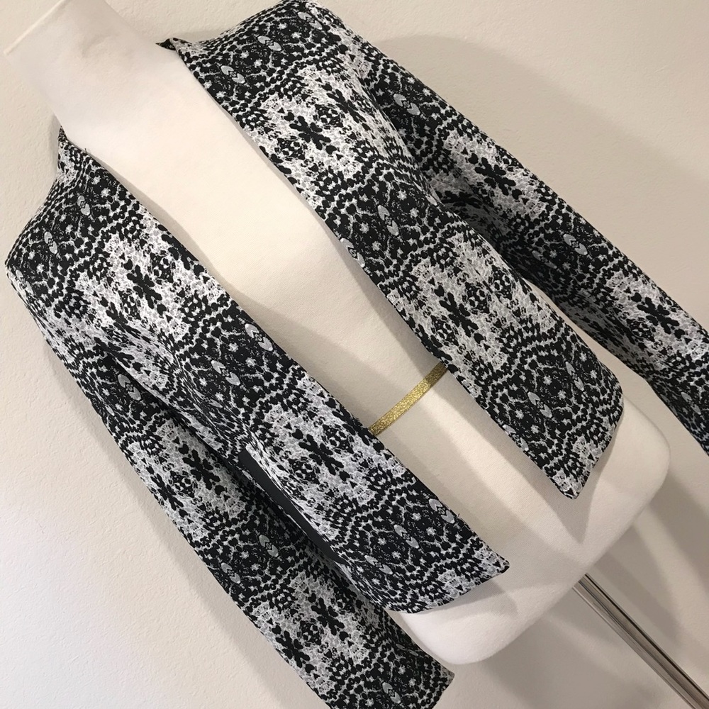 H&M Blazer Black White with Leather Details 🖤🖤